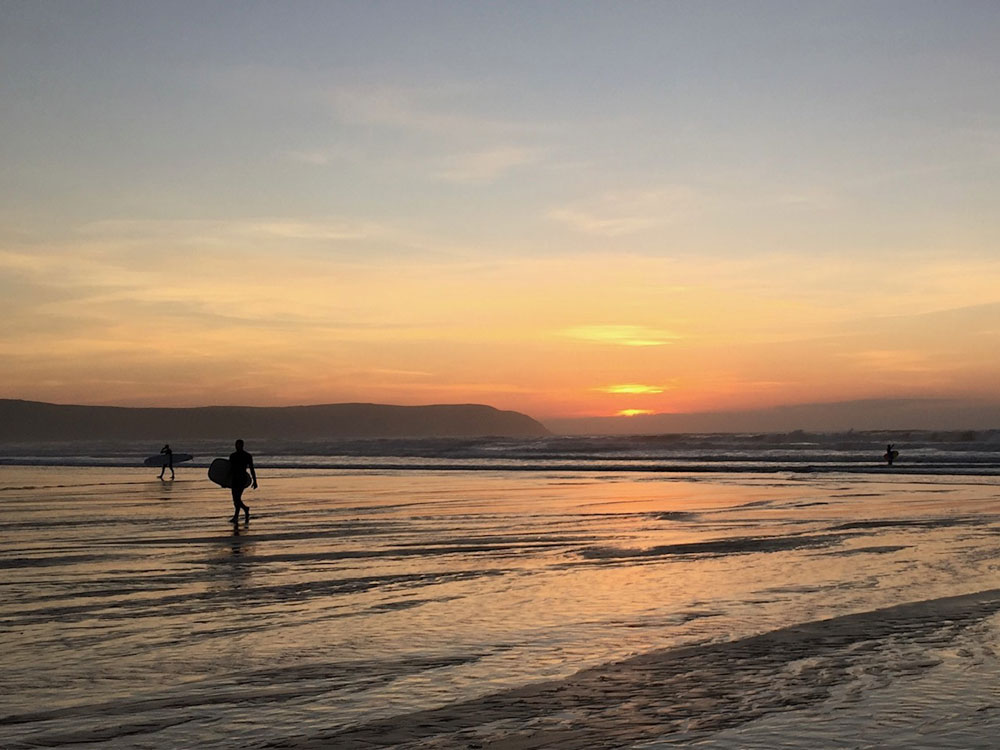 Surfer sunset North Devon